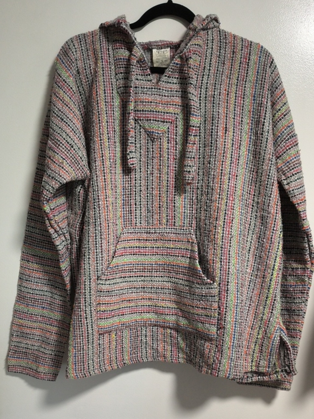 Mexican - Striped Multicolor Baja Hoodie Sweater - Men's Casual Knit Pullover
